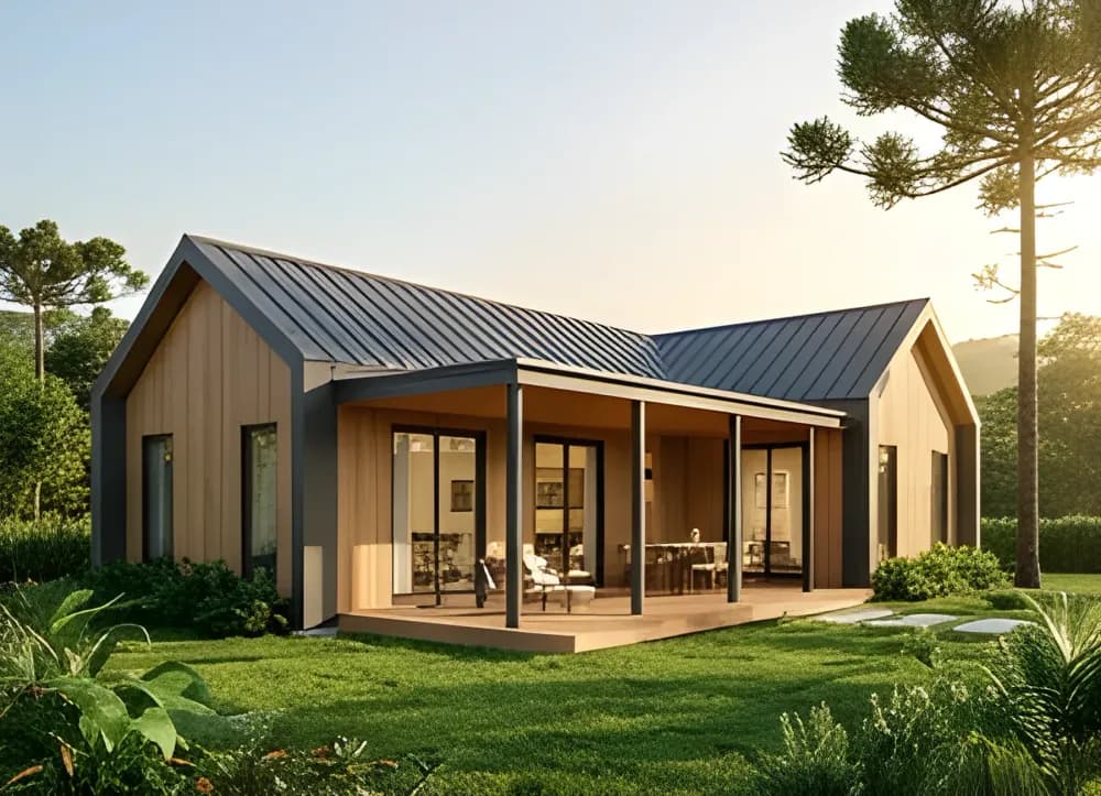 Casa modular Araucária de 65 m², fachada completa para família — In House Casas Modulares
