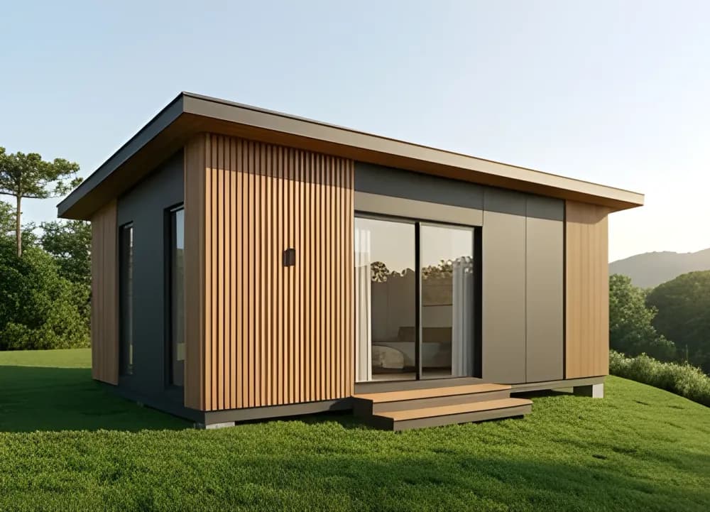Casa modular Nativa de 35 m², fachada contemporânea com jardim — In House Casas Modulares