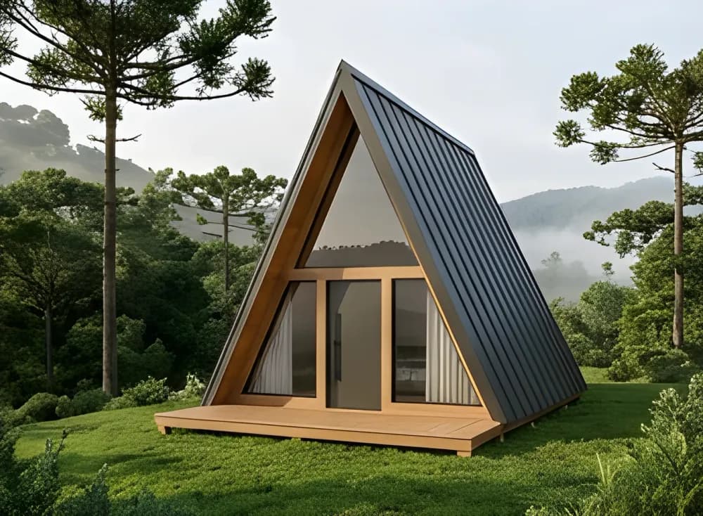 Chalé modular Vale de 25 m², modelo essencial para hospedagem — In House Casas Modulares